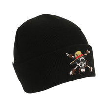 Load image into Gallery viewer, One Piece Straw Hat Pirates Skull &amp; Crossbones Logo Black Cuff Beanie
