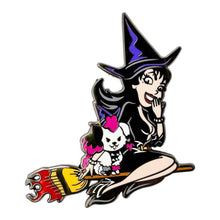 Load image into Gallery viewer, Elvira And Gonk Bewitched Enamel Pin
