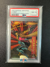 Load image into Gallery viewer, MARVEL 1994 UNIVERSE GAMBIT SUSPENDED #1 PSA GRADED 8
