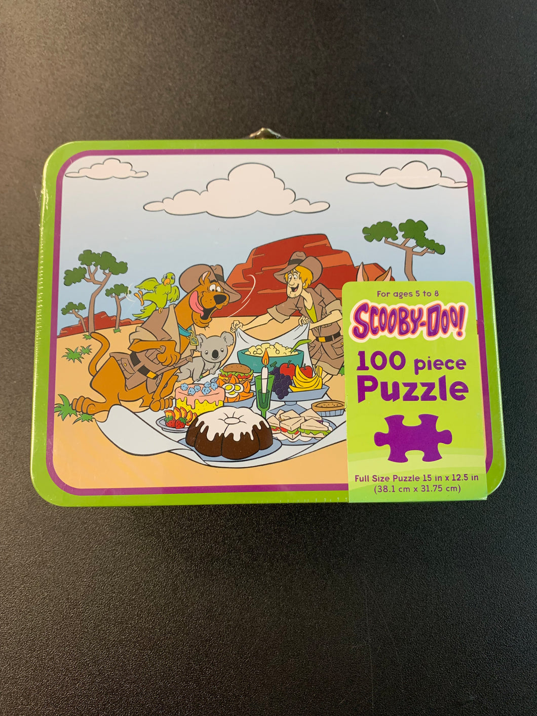 PRESSMAN SCOOBY-DOO & SHAGGY PICNIC 100 PIECE PUZZLE IN TIN TOTE LUNCHBOX