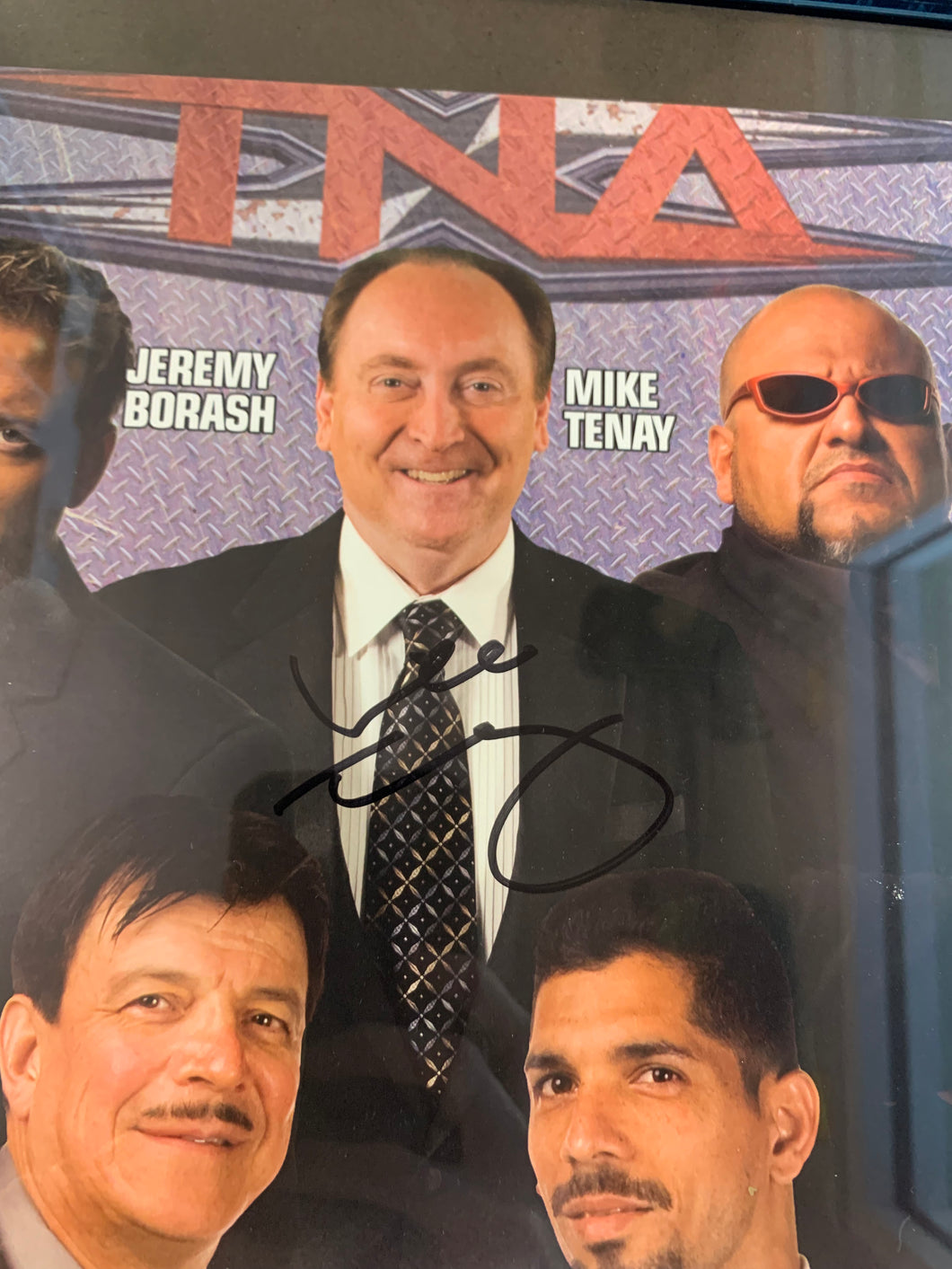 TNA MIKE TENAY ANNOUNCER AUTOGRAPHED FRAMED 11x15