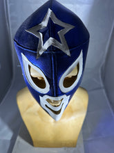 Load image into Gallery viewer, LUCHA METALLIC BLUE &amp; WHITE STAR FULL HEAD MASK WITH OUT TAGS
