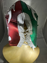 Load image into Gallery viewer, LUCHA METALLIC GREEN RED &amp; GLITTER WHITE FULL HEAD MASK WITH OUT TAGS
