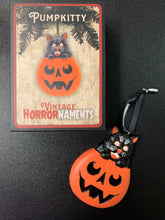 Load image into Gallery viewer, HORRORNAMENTS VINTAGE PUMPKITTY FLATBACK COLLECTIBLE ORNAMENT
