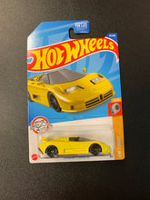 Load image into Gallery viewer, HOT WHEELS TURBO YELLOW ‘94 BUGATTI EB110 SS 5/10 65/250 2021
