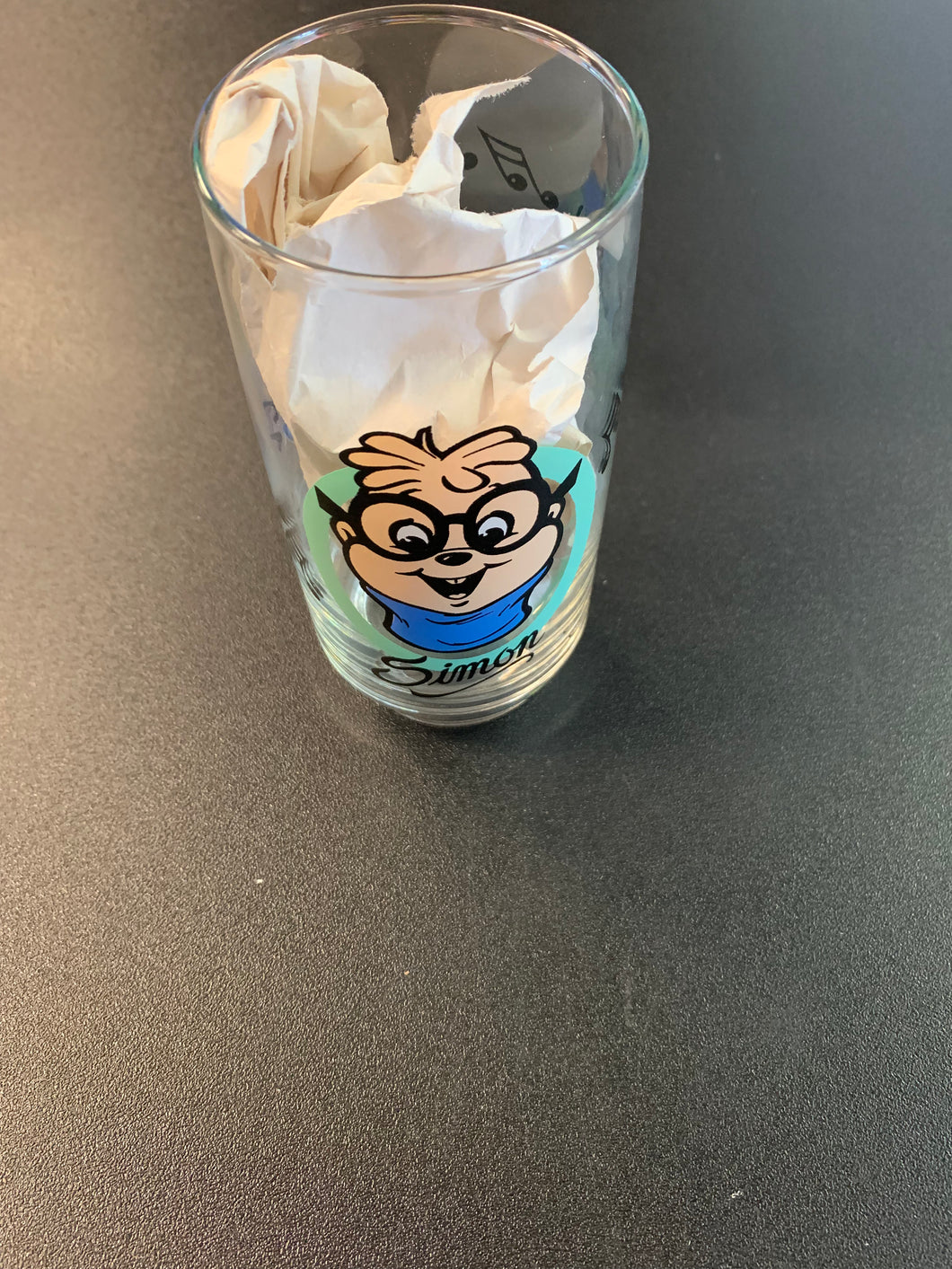 ALVIN AND THE CHIPMUNKS SIMON 1985 DRINKING GLASS